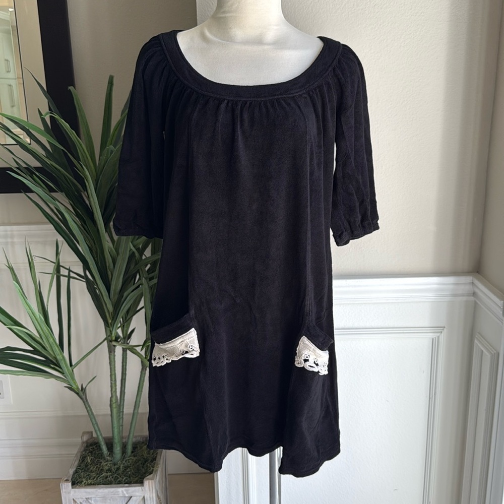 NEW Vintage Juicy Couture Women's Terry Cloth Dress Black Y2K Size XS S Small